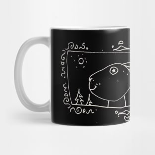 rabbit says hi naive style drawing Mug